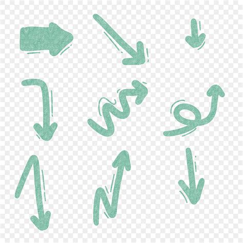 Hand Drawn Arrows Png Image Set Of Green Hand Drawn Arrows Green