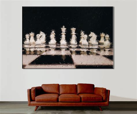 Chessboard Canvas Print Chess Wall Decor Checkerboard Art Etsy