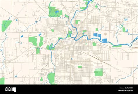 Fort Wayne Indiana Printable Map Excerpt This Vector Streetmap Of