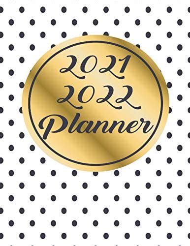 2021 2022 Planner White Black Gold Polka Dot Monthly Calendar 2021 And