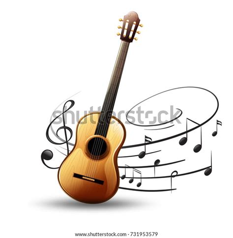 Classic Guitar Music Notes Background Illustration Stock Vector