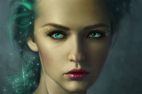 Hd Wallpaper Fantasy Women Aqua Eyes Face Girl Turquoise Woman