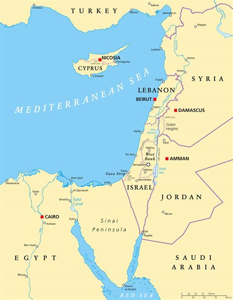 Mediterranean sea countries and capitals. Israel Map - Guide of the World