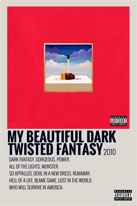 Minimalist Polaroid Album Poster Kanye West My Beautiful Dark