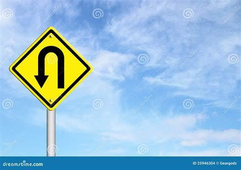 Yellow Warning Sign U Turn Roadsign Stock Images Image 25946304