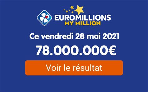 Résultats Euromillions Du Vendredi 27 Mai 2022 - Résultat Euromillions du vendredi 28 mai 2021 : tirage My Million en ligne