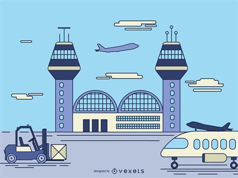 Airport Facility Cartoon Illustration Vector Download