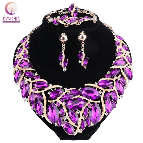 Buy New Fashion Purple Rhinestones Crystal Statement
