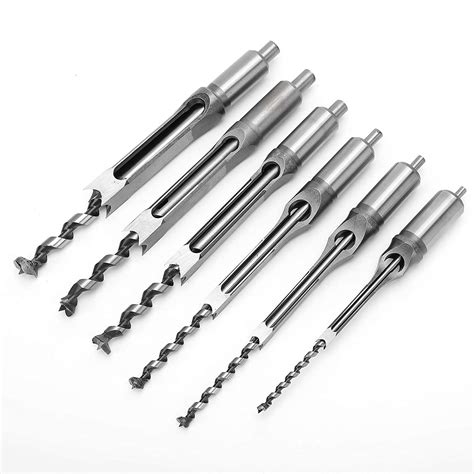 6pcs Square Drill Bit Mortice Drill Bit Set Square Hole Saw Auger Drill Bits Mortising Chisel