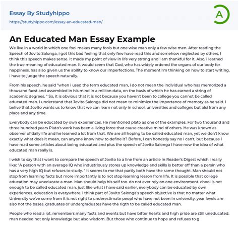 An Educated Man Essay Example Studyhippo Com