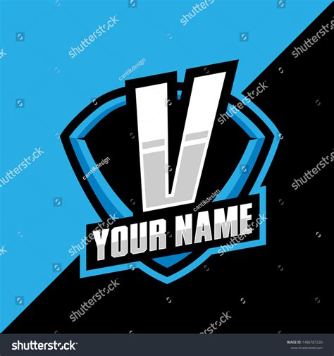Vektor Stok Letter V Gaming Logo Design Template Tanpa Royalti