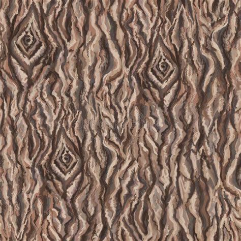 Tree Bark Hand Drawn Seamless Patternhand Painted Wooden Textures