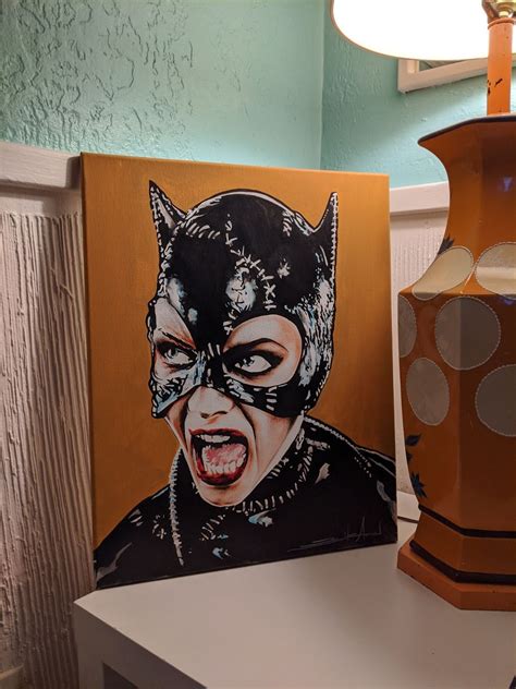Catwoman Original Painting Michelle Pfeiffer Catwoman Art Catwoman