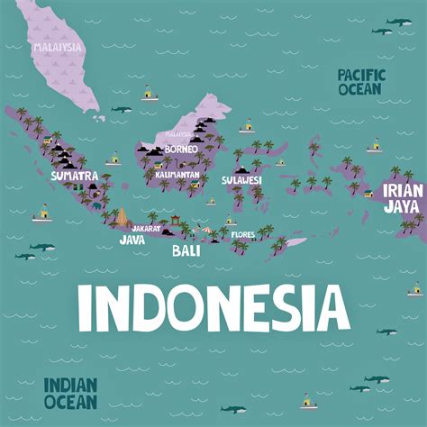 Indonesien Karte Der Wichtigsten Sehenswürdigkeiten