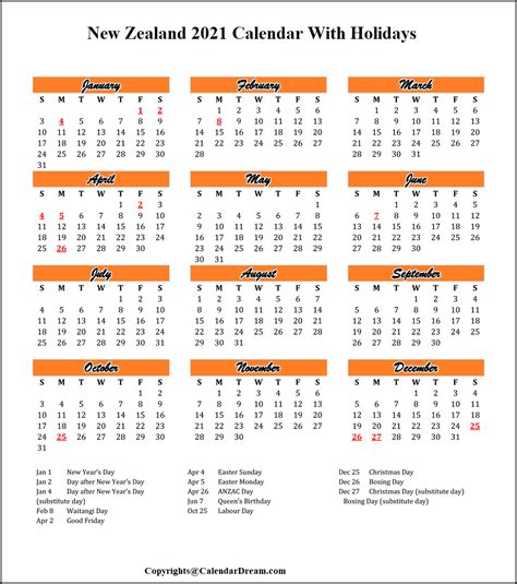 Time And Date Calendar 2021 Printable Printable 2021 New Zealand