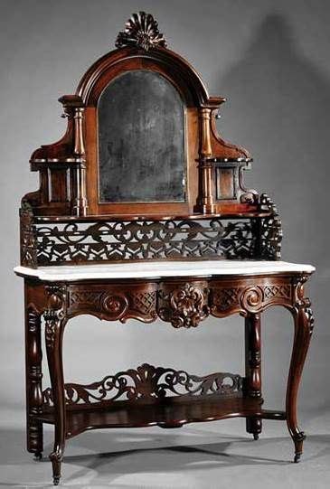 Victorian Rococo Revival Carved And Grained Rosewood Duchesse Dressing