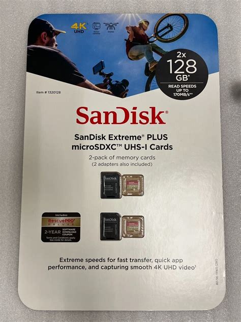 2 Pack Sandisk Extreme Plus Micro Sdxc 128gb Uhs I Memory Cards W Sd