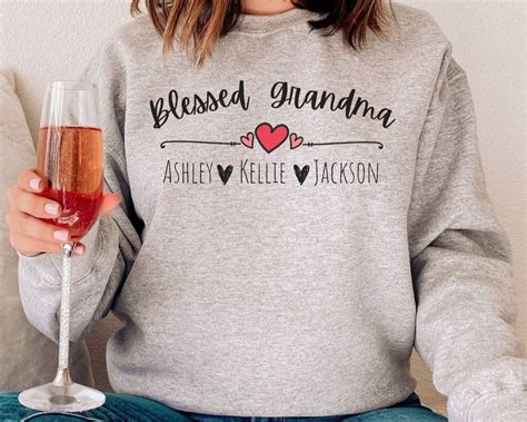 Grandma Sweatshirt With Grandkids Names Blessed Nana Custom Etsy