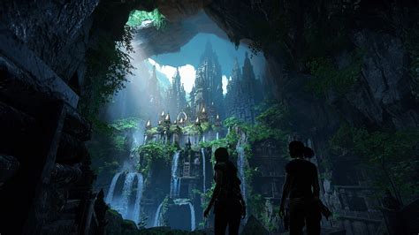 Wallpaper Underground City Waterfall Unchartedː The Lost Legacy