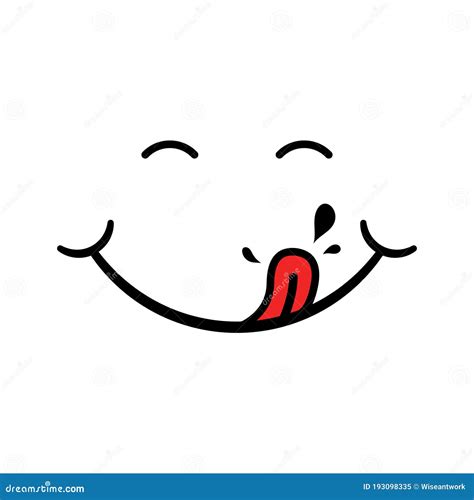 ícone Yummy Face Após Comida Saborosa Logotipo De Sorriso Boca E