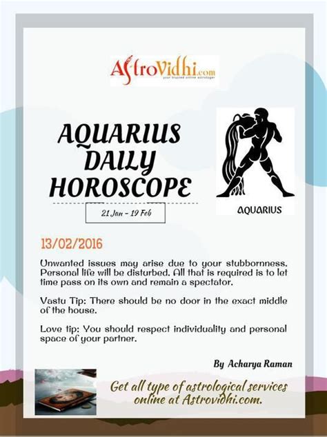The Flyer For Aquarius Daily Horoscope