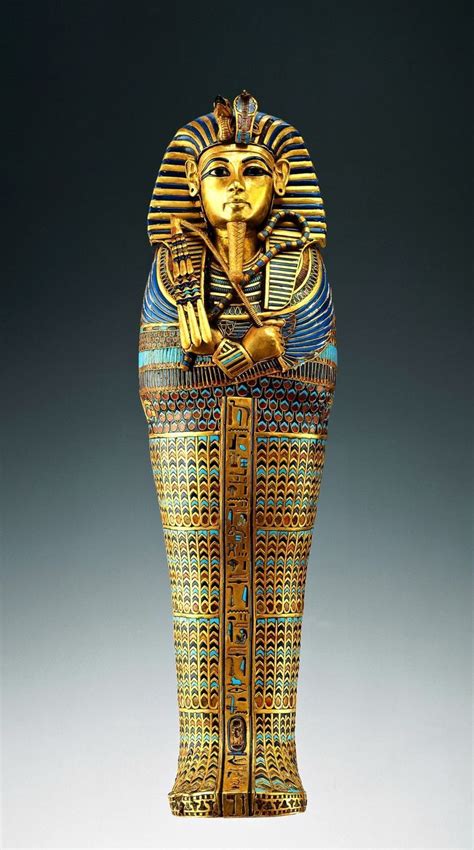 The Second Coffin Of Tutankhamun 1336 1327 Bc Wood Covered With Gold Foil Inlaid With Red