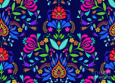 Seamless Floral Folk Pattern Slavic Digital Art By