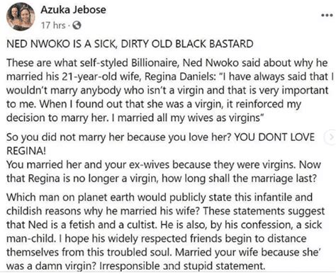Us Based Journalist Reveals Occultist Reason Why Regina Daniels Husband Ned Nwoko Marries