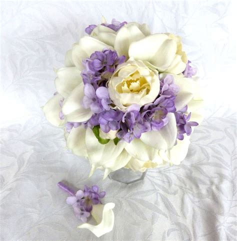 Real Touch Calla Lily And Ivory Peony Bridal Bouquet With Etsy
