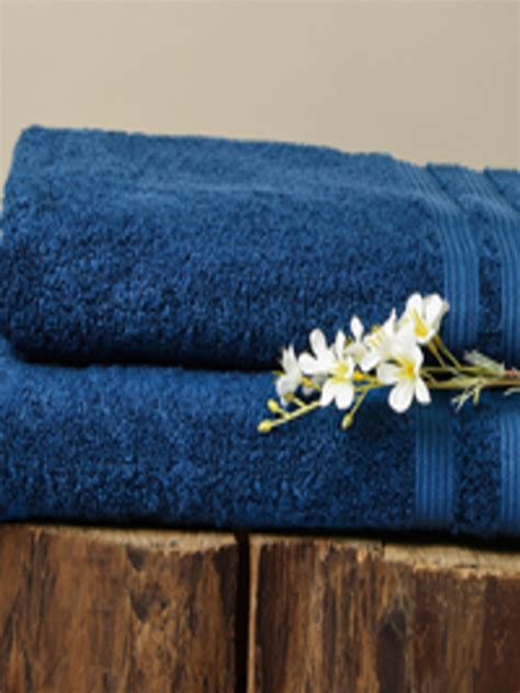 Lindie blue white floral cotton bath towel. Buy Aura Navy Blue Pack Of 2 Solid Bath Towels - Bath ...