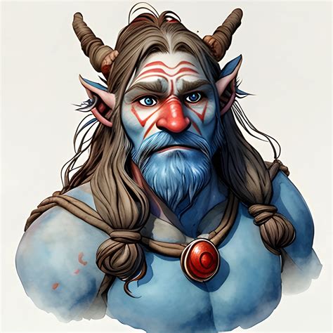 Stoic Friendly Firbolg Head And Chest Long Hair Big Nose Blu