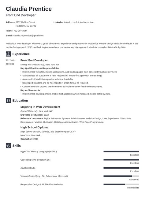 Take a second to congratulate yourself on taking a huge step. front end developer resume example template newcast | Resume examples, Job resume examples, Resume