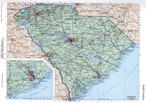 Large Map Of The State Of South Carolina With Cities