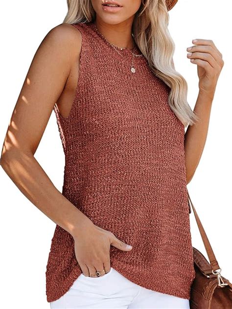 Womens Summer Sleeveless Tunic Top Flowy Sweater Tank Blouses Back