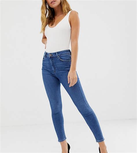 Lyst Asos Asos Design Petite Ridley High Waist Skinny Jeans In Mid