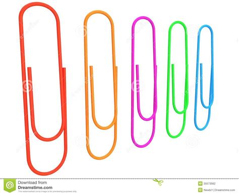 Collection Of Colorful Paper Clips 3d Stock Illustration