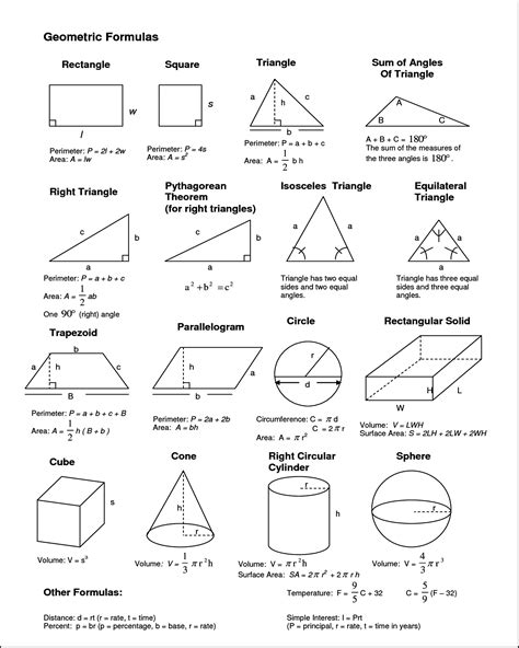 Geometry Formulas Chart 8 X 10 Etsy