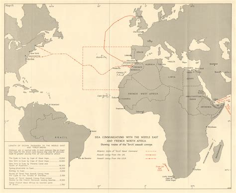 Middle East And French North Africa Sea Routes 1942 Operation Torch 1966