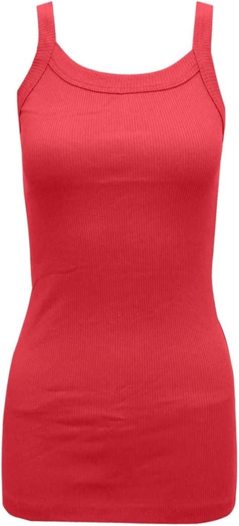 New Womens Plain Ribbed Vest Stretchy Top Ladies Rib Strap T Shirt