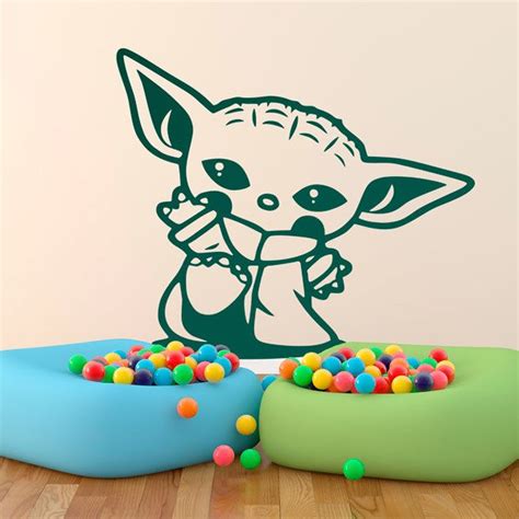 Wall Sticker Baby Yoda Greeting