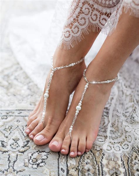 Barefoot Sandals Wedding Beaded Barefoot Sandals Bridal Foot Jewelry