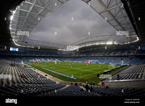 The Anoeta Reale Arena Stadium Empty Due To Covid During A Match Of