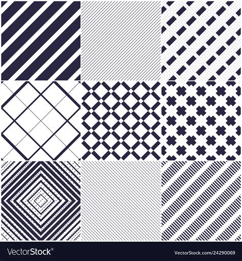 Minimal Lines Seamless Patterns Set Abstract Vector Image