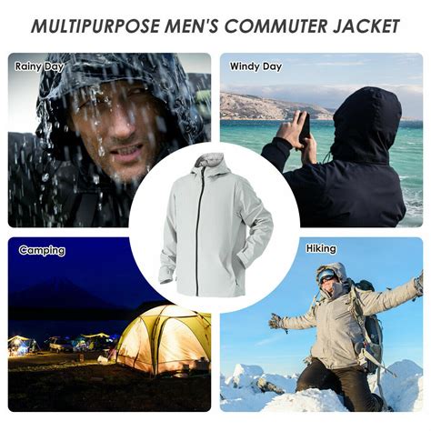 Goplus Mens Waterproof Rain Jacket Windproof Hooded Raincoat Shell W