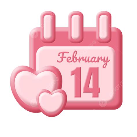 التقويم الوردي 14 فبراير يوم عيد حب سعيد تقويم عيد الحب زهري Png