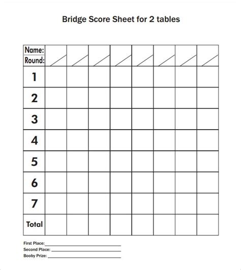 Free 8 Sample Bridge Score Sheet Templates In Pdf