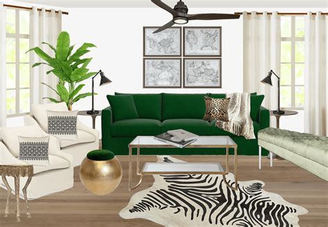 Living Room Decor Ideas Emerald Green A Velvet Green Sofa Before A