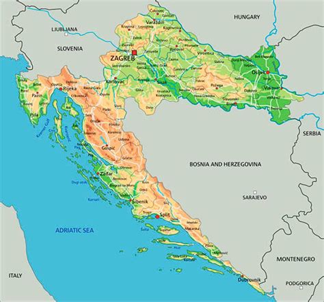 CARTINA CROAZIA ᐅ Scarica cartina di Croazia