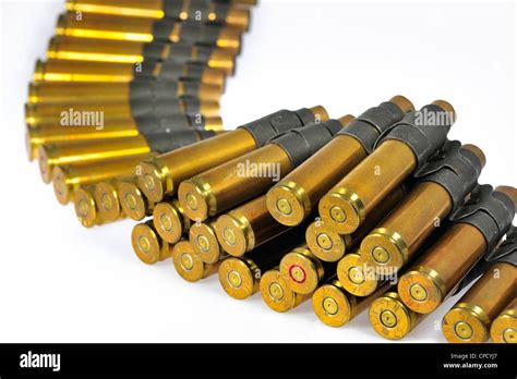 M2 Browning 50 Caliber Machine Gun Cartridges In Ammunition Belt Made