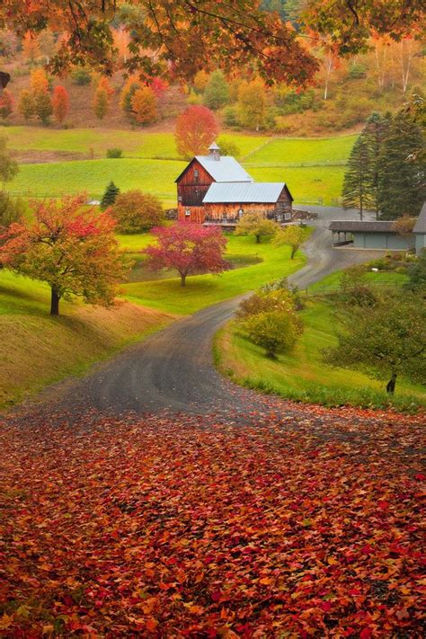 Sleepy Hollow Farm Woodstock Vermont Autumn Scenery Nature Landscape